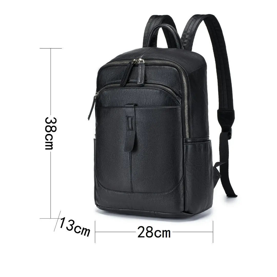 Genuine Leather Men's Backpack – Embossed Laptop School Bag