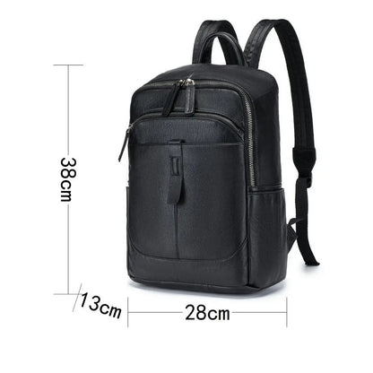 Genuine Leather Men's Backpack – Embossed Laptop School Bag