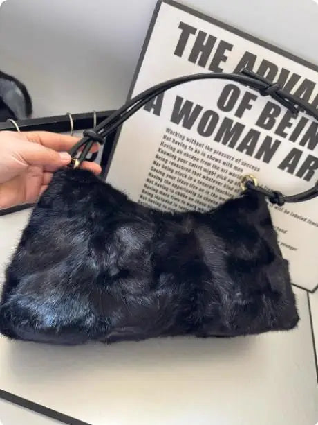 Mink Fur Shoulder Bag – Luxury Women's Crossbody Handbag