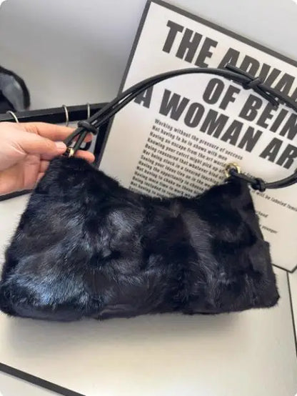 Mink Fur Shoulder Bag – Luxury Women's Crossbody Handbag