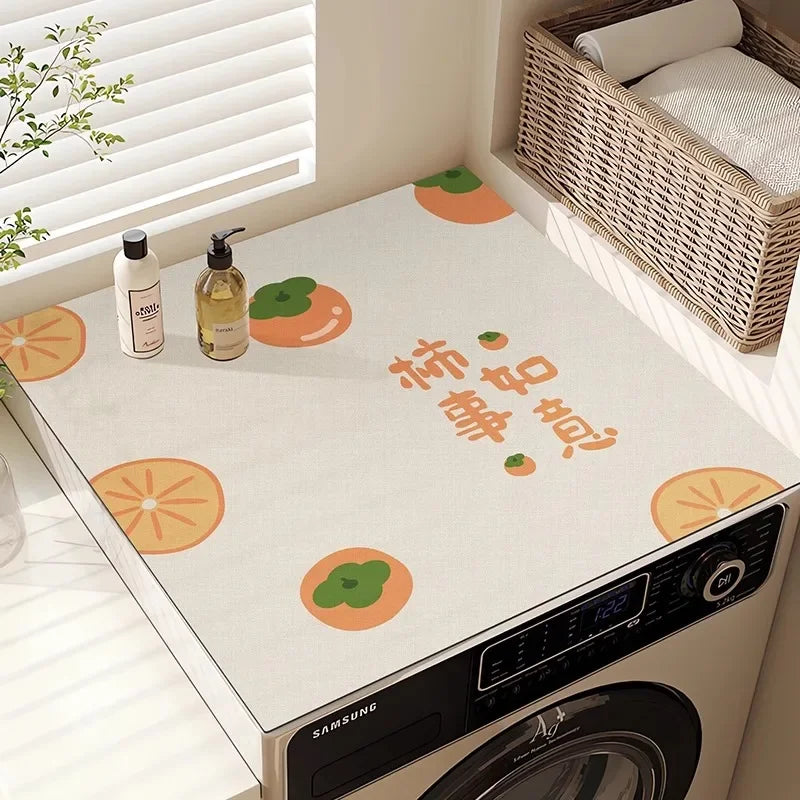 Washing Machine Top Cover Mat – Absorbent Non-Slip Cute Cartoon Pad