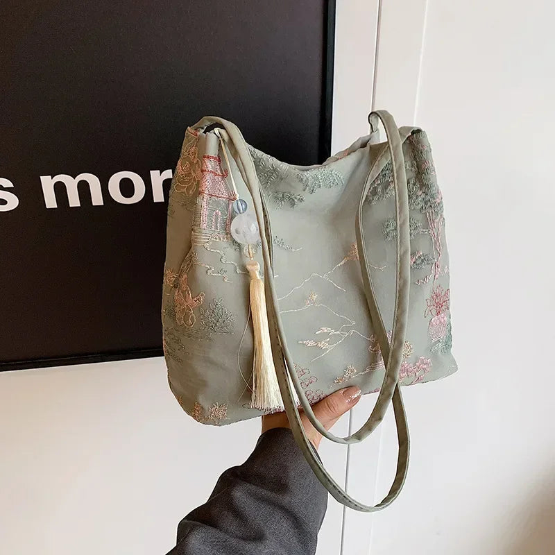 New Chinese Style Retro Bag 2026 New Models Silk Jacquard Fashionable Minimalist Bag