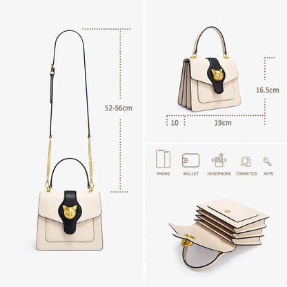 Cat Clasp Leather Crossbody Handbag for Women – Luxury