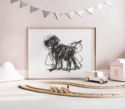 Scribble Dog Wall Art Print – Minimalist Line Art Pet Poster