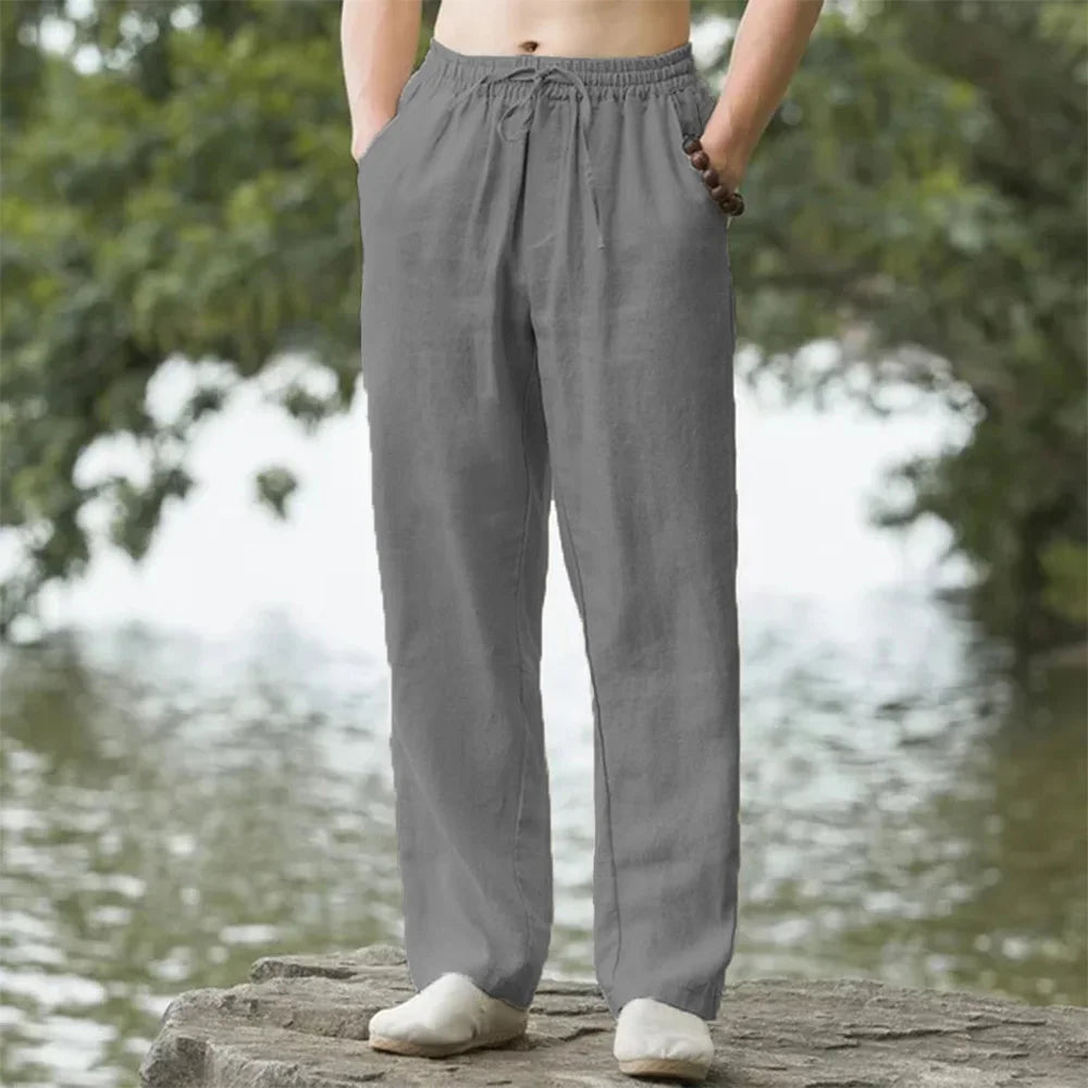 Men's Cotton Linen Pants – Loose Wide-Leg Summer Trousers