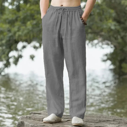 Men's Cotton Linen Pants – Loose Wide-Leg Summer Trousers