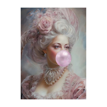 Bubble Gum Baroque Portrait Wall Art Poster – Vintage Altered Art Print