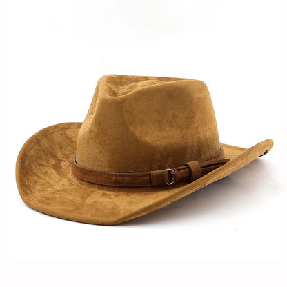 Western Cowboy Fedora Hat – Faux Suede Jazz Brim