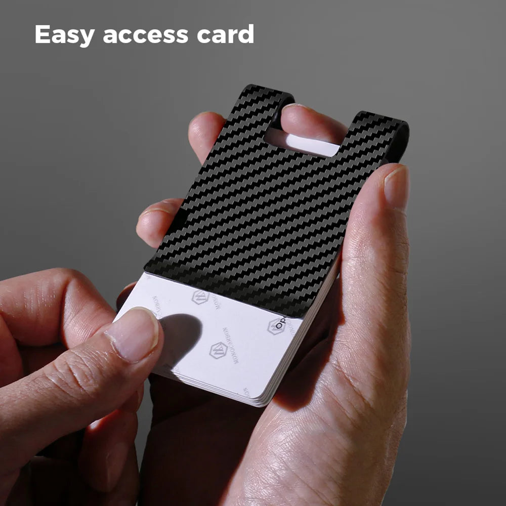 Carbon Fiber RFID Money Clip Wallet – Slim Card Holder for Men