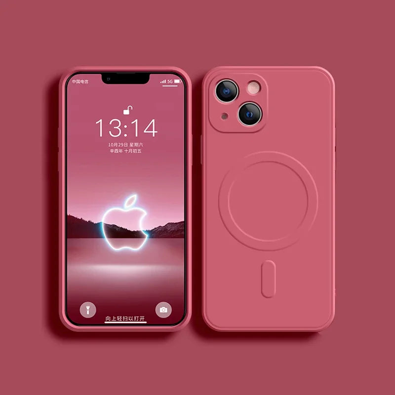 Liquid Silicone Shockproof Case For iPhone 17/ 16/ 15/ 14/ 13/ 12/ 11 Pro Max Plus Phone Magnetic Wireless Charger For Magsafe Cover