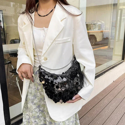 Korean Chain Sequins Crossbody Bag Evening Clutch Bag