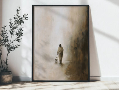 Good Shepherd Poster – Jesus & Lost Sheep Watercolor Wall Art