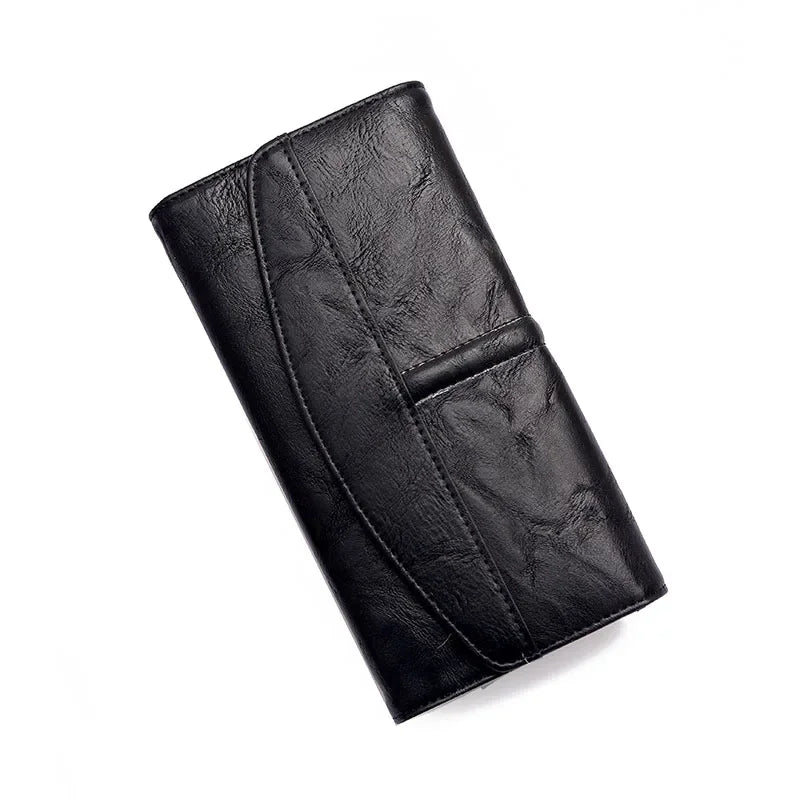 Vintage Trifold Wallet – Women's Long PU Leather Clutch