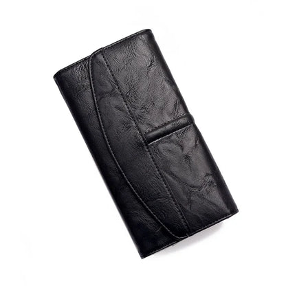 Vintage Trifold Wallet – Women's Long PU Leather Clutch