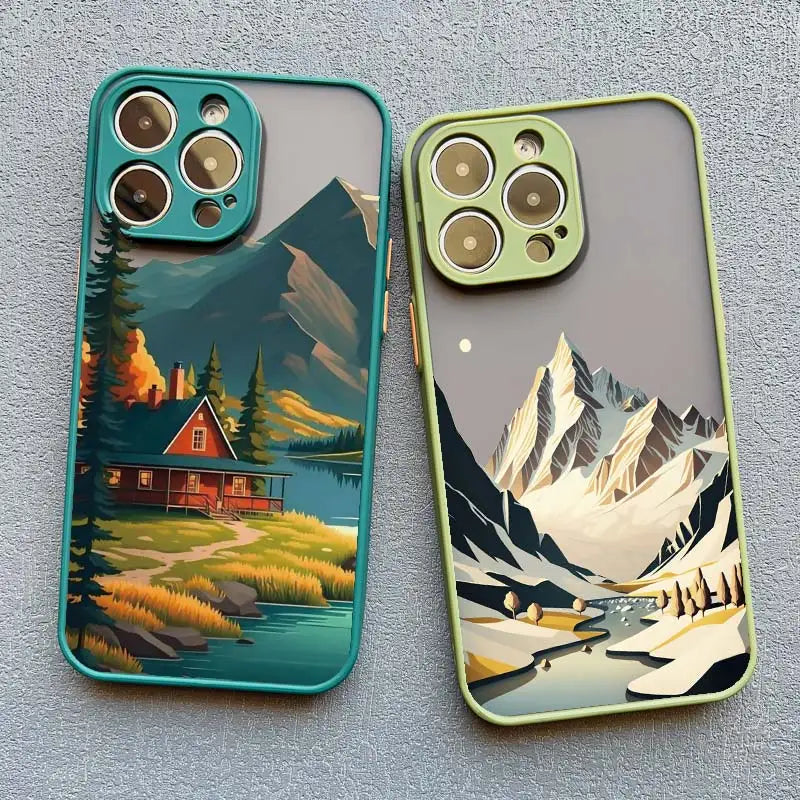 Mountain Peaks Landscape iPhone Case – Shockproof Frosted Cover
