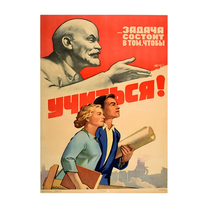 Soviet USSR Vintage Propaganda Poster – Stalin Portrait Retro Wall Art Print