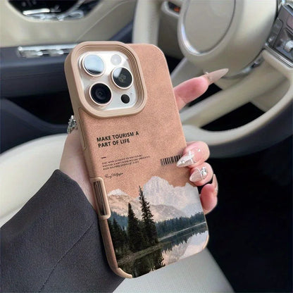 Mountain Scenery Faux Leather iPhone Case – Fits iPhone X to iPhone 17