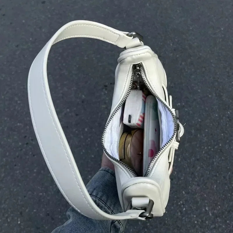 Vintage Korean Casual Cute White Star Shoulder Underarm Tote Bag