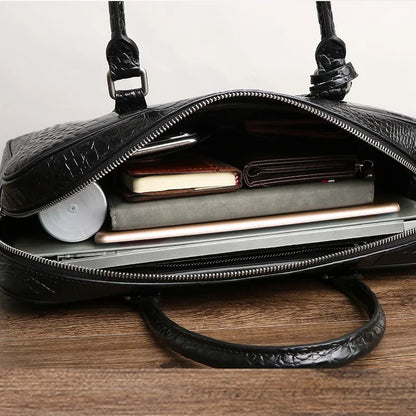 Men's Alligator Pattern Leather Briefcase – Laptop Business Bag