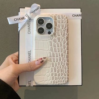 Luxury Crocodile Grain Leather iPhone Case