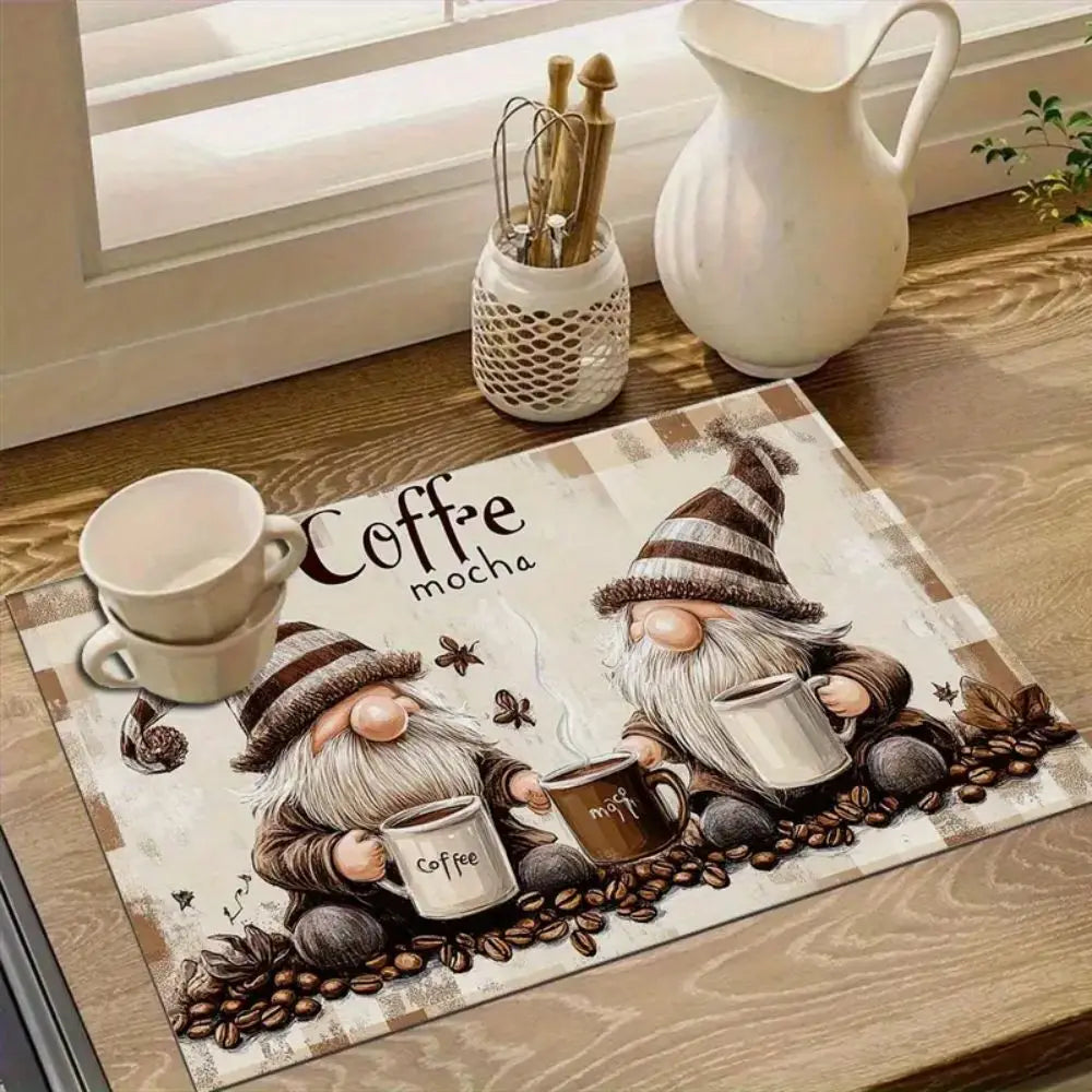 Gnome Coffee Kitchen Drain Mat – Absorbent Anti-Slip Counter Pad