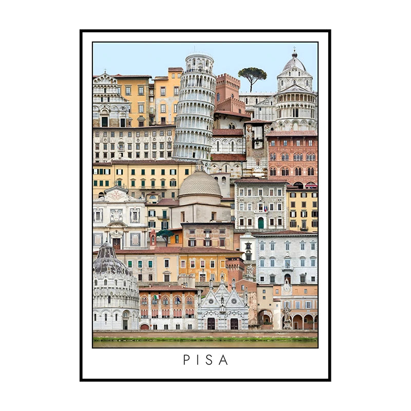 Vintage Cityscape Canvas Wall Art – Abstract City Poster Print