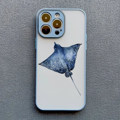 iPhone Case Ocean Wave Frosted with Camera Lens Protection