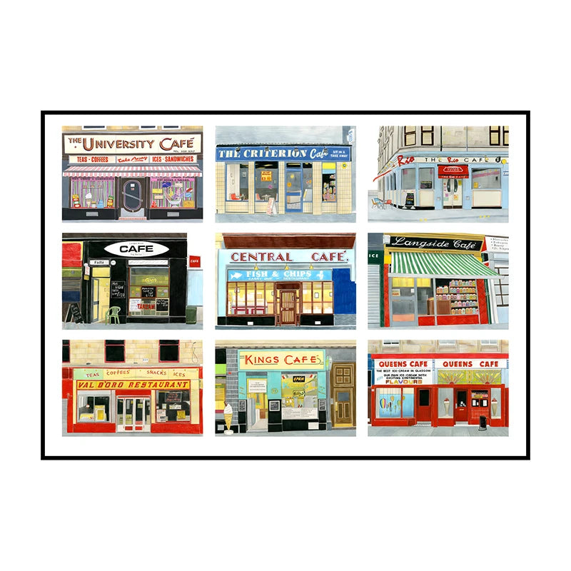 Glasgow Bookshops Wall Art Poster – Watercolor Illustrated Print