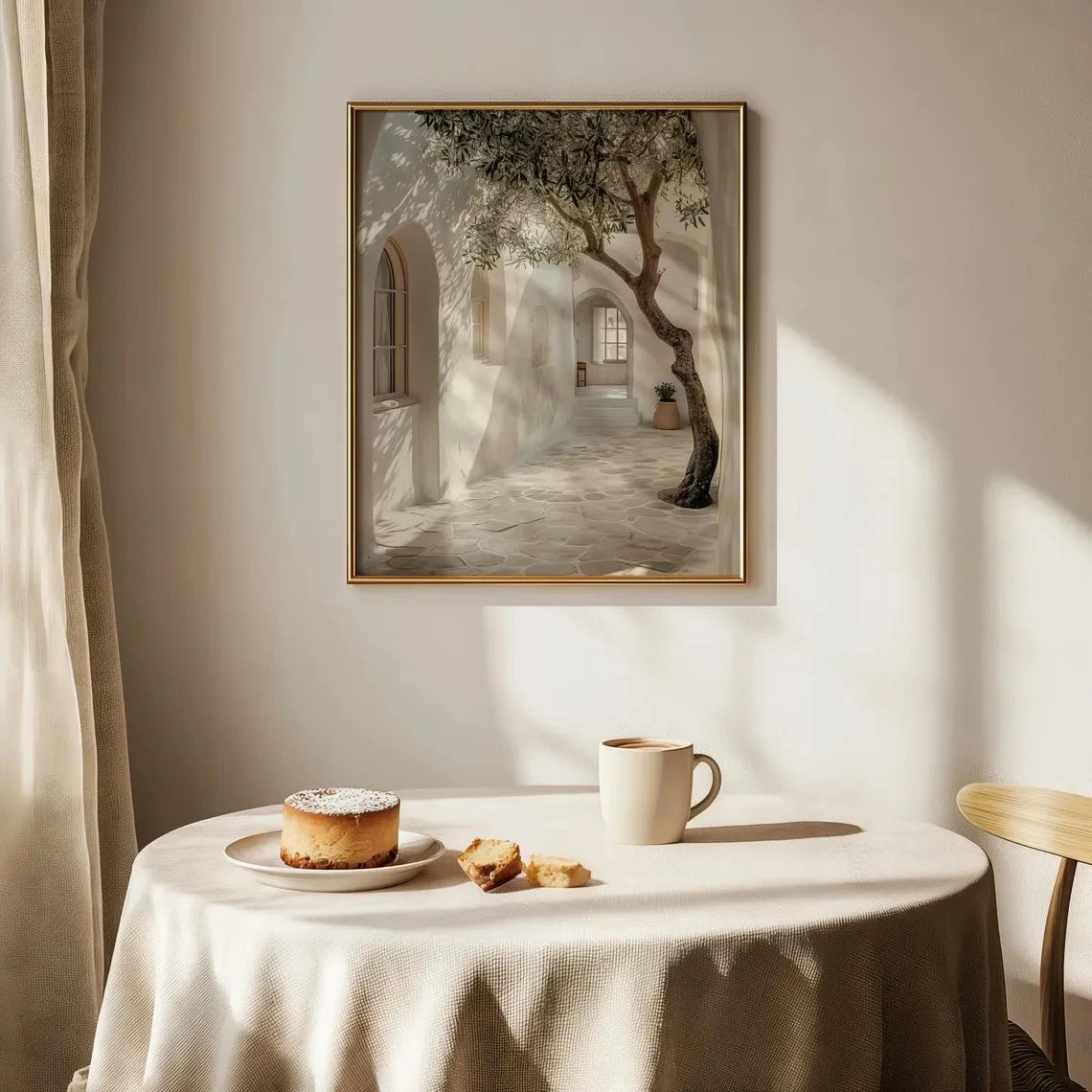 Olive Tree Wall Art Print – Mediterranean Courtyard Poster