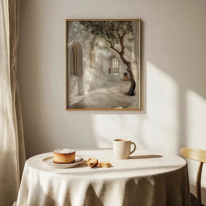 Olive Tree Wall Art Print – Mediterranean Courtyard Poster