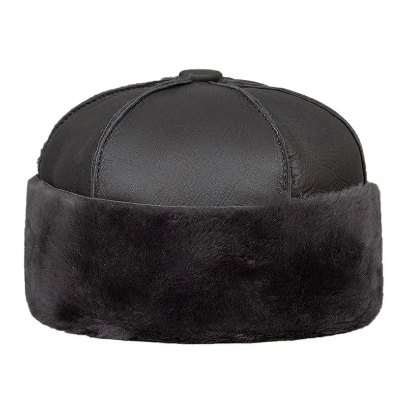 Men's Winter Sherpa Brimless Beanie Hat with Ear Warmers