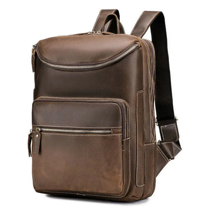 Genuine Leather Backpack – Men's Vintage 15.6" Laptop Bag