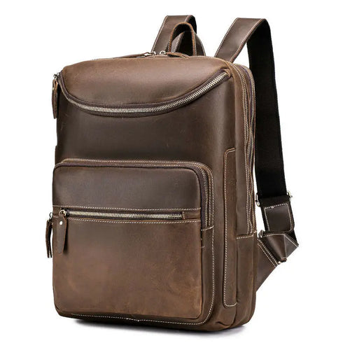 Genuine Leather Backpack – Men's Vintage 15.6" Laptop Bag