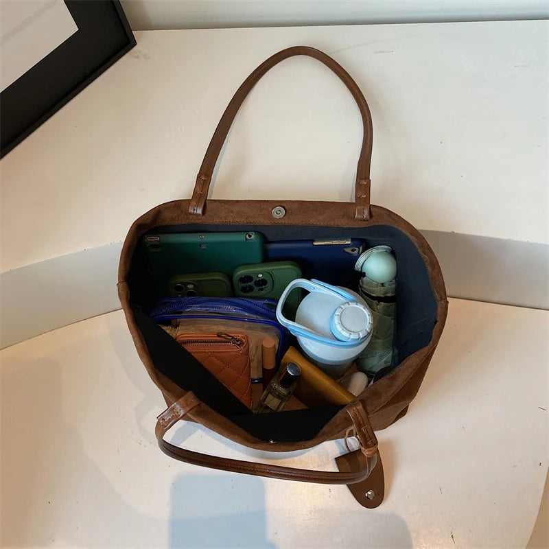 Women Flannel Large Capacity Shoulder Bag