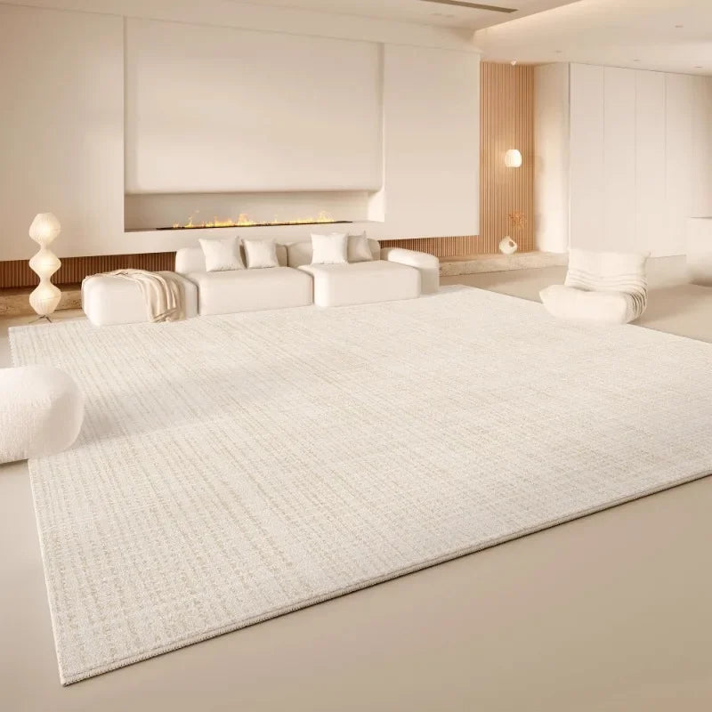 Minimalist Cream Area Rug – Soft Non-Slip Living Room Carpet