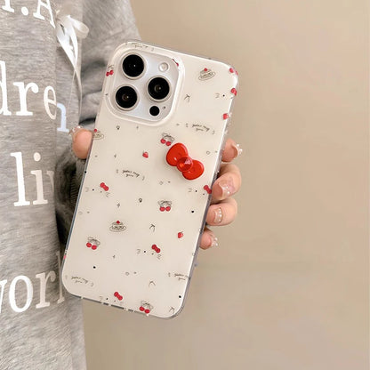 3D Red Bowknot Samsung Galaxy Case – Cute Cherry Kitty Print
