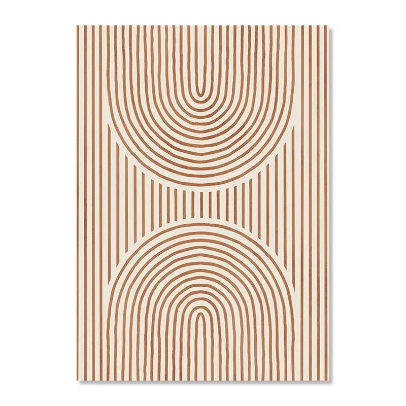 Boho Abstract Geometric Canvas Wall Art Print – Terracotta Beige Decor
