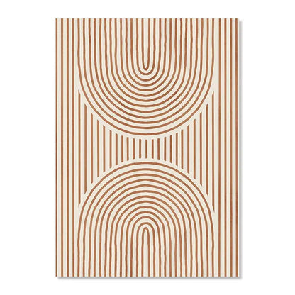 Boho Abstract Geometric Canvas Wall Art Print – Terracotta Beige Decor