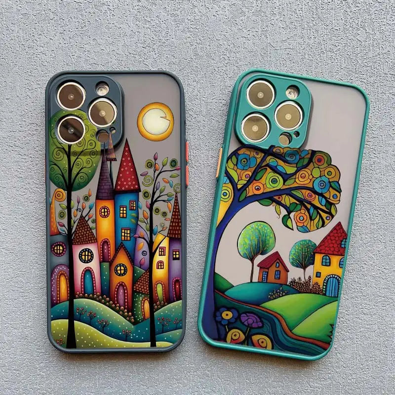 Whimsical Village iPhone Case – Fairy-Tale Art Design