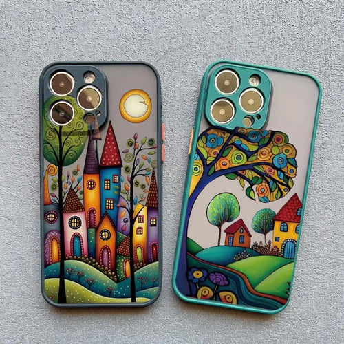 Whimsical Village iPhone Case – Fairy-Tale Art Design