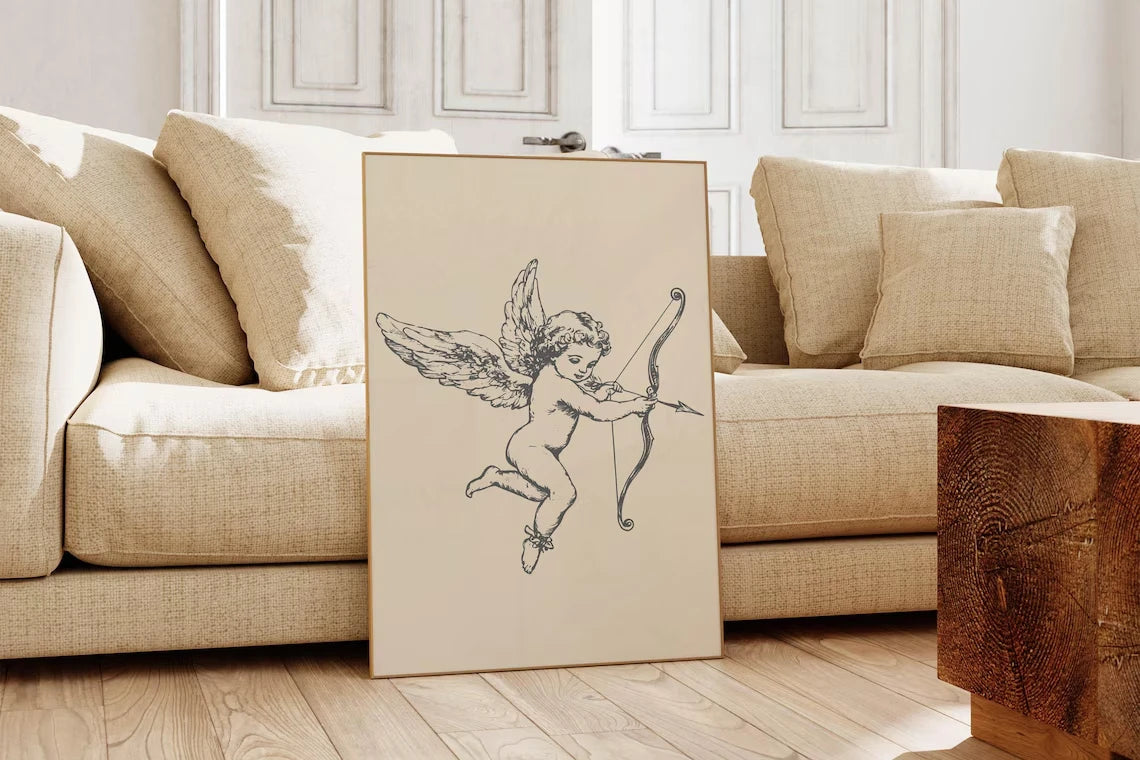 Antique Cupid Wall Art Print – Valentine's Day Romantic Poster