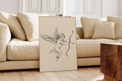 Antique Cupid Wall Art Print – Valentine's Day Romantic Poster