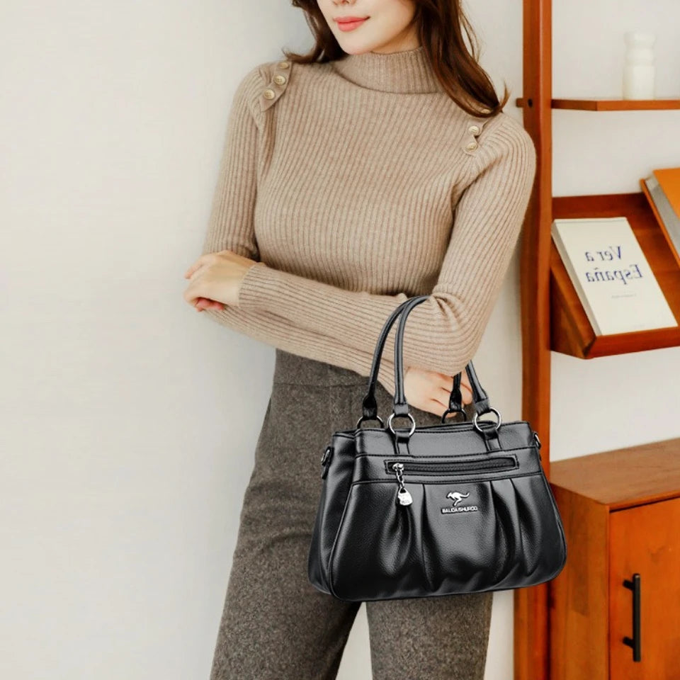 Luxury Leather Tote Bag – Women's Large Shoulder Crossbody Handbag