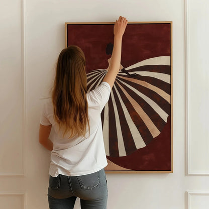 Abstract Striped Dress Wall Art Print – Dark Brown Poster
