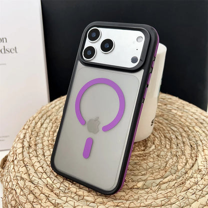 MagSafe Matte iPhone 17 Case – Shockproof Clear Back with Colorful Border