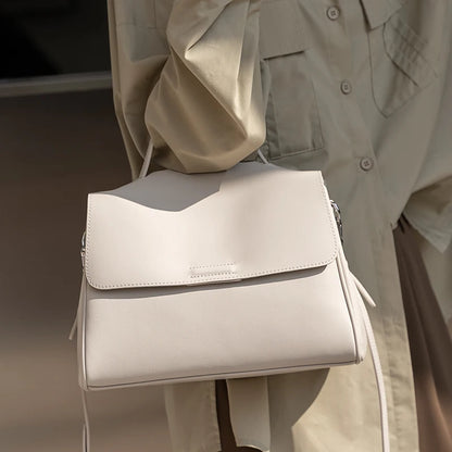 Genuine Leather Flap Satchel Bag – Women's Top Handle Crossbody