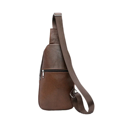 Genuine Leather Men's Sling Chest Bag – Casual Crossbody Shoulder Pack