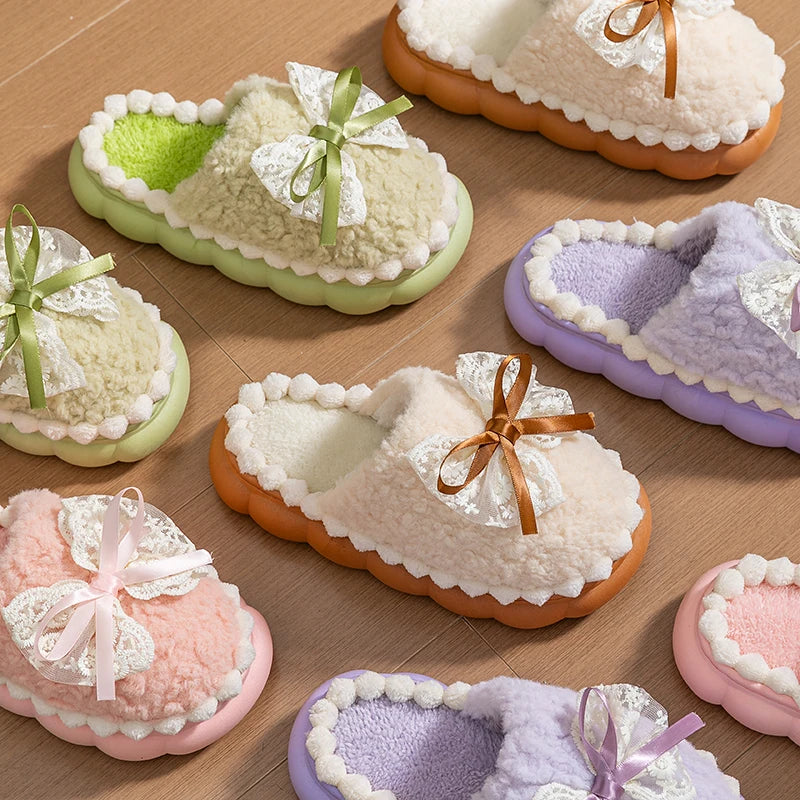Winter Fur Slippers For Women Non Slip Plush Home Shoes