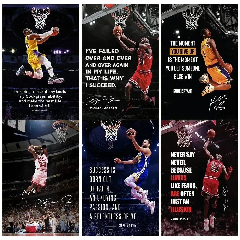 Kobe Bryant Inspirational Basketball Wall Art Poster – Slam Dunk Sports Decor