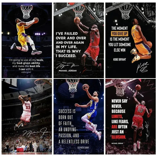 Kobe Bryant Inspirational Basketball Wall Art Poster – Slam Dunk Sports Decor